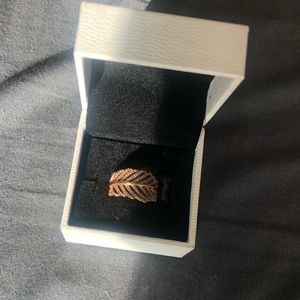 Rose Gold feather Pandora ring